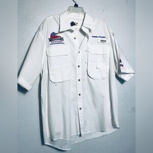 Magellan Cotton White Button Down Warriors Logo Shirt XL